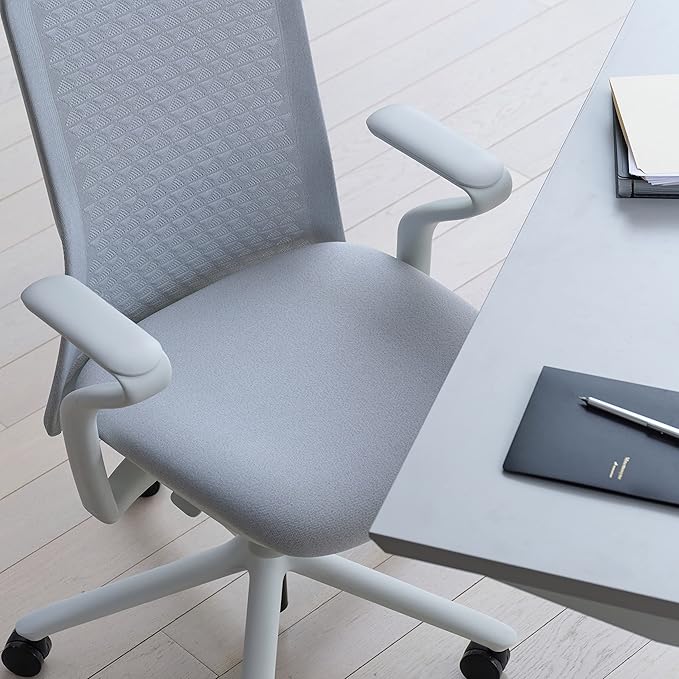 Branch Verve Chair - High Performance Executive Office Chair with Contoured Seat Back and Adjustable Lumbar Rest - High Density Foam Cushion with Aluminum Base - Up to 275 lbs - Mist - LeafyLoom