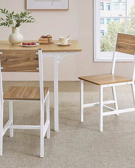 VASAGLE Dining Chair Set of 2, Rustic Wood Chairs with Metal Steel Frame, Easy to Assemble, Comfortable Seat, Modern Farmhouse Chair for Kitchen, Bedroom, Living Room, Wheat Brown and Cloud White - LeafyLoom