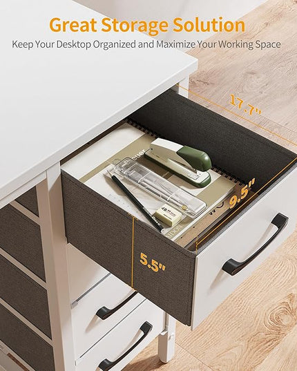 CubiCubi 40 Inch Computer Desk with 4 Drawers, Home Office Small Desk with Storage, Modern Study Writing Desk, White - LeafyLoom
