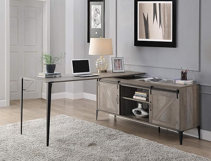 NicBex Kimberly-DW-00033-LWJ Home Office Desks, 65"x65"x31", Oak - LeafyLoom