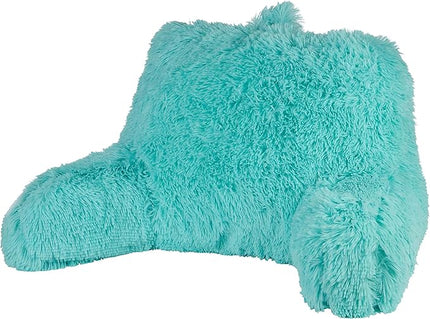Klear Vu Shaggy Reading Pillow Back Rest Body Pillow for Adults and Kids, Lumbar and Arm Support on Bed, Chair, Couch, Sofa and Floor, 30" x 21", One Size, Aqua Sky - LeafyLoom