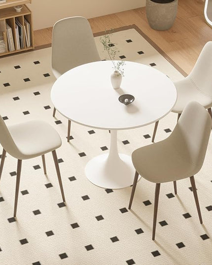 NicBex 31.5Inch Round Dining Table,Modern Kitchen Table with MDF White Tabletop and Pedestal Base for 2 to 4,Leisure Coffee Table for Kitchen,Small Space,Apartment and Living Room,Space-Saving,White - LeafyLoom