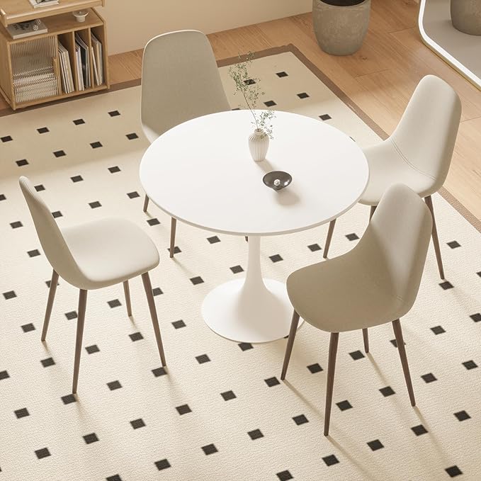 NicBex 31.5Inch Round Dining Table,Modern Kitchen Table with MDF White Tabletop and Pedestal Base for 2 to 4,Leisure Coffee Table for Kitchen,Small Space,Apartment and Living Room,Space-Saving,White - LeafyLoom