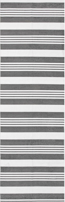 nuLOOM Lena Machine Washable Striped Ultra Thin Runner Rug, 2' 6" x 10', Grey - LeafyLoom