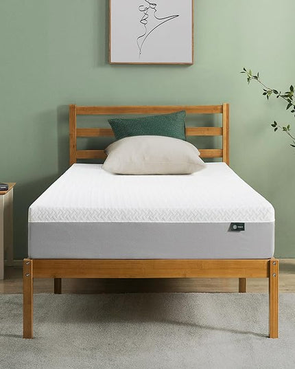 ZINUS 10 Inch Green Tea Essential Memory Foam Mattress [New Version], Twin, Fiberglass Free, Medium Feel, Breathable Airflow Memory Foam, Certified Safe Foams & Fabric, Mattress in A Box - LeafyLoom