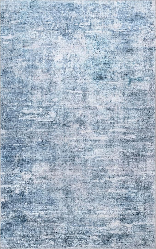 nuLOOM Katia Modern Abstract Machine Washable Ultra Thin Area Rug, 3' x 5', Blue - LeafyLoom