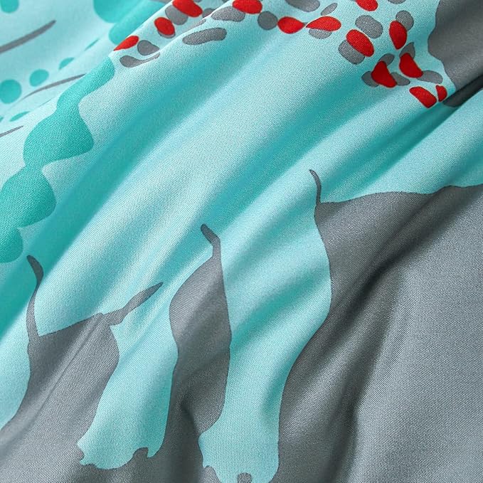 RYNGHIPY Dinosaur Kids Comforter Set Cartoon Dinosaur Bedding Sets for Boys 3 Pieces Queen Microfiber Comforter with Pillowcases Soft Lightweight (Dark Grey,Queen) - LeafyLoom