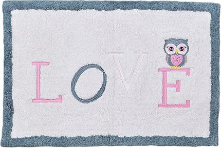 Hand Tufted Owl Bedroom or Bathroom Rug - 30x20 in; 100% Cotton Kids Bathroom Mat; Decorative Kids Area Rug - LeafyLoom