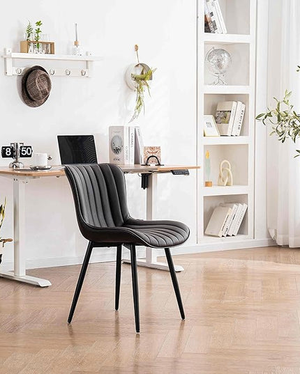 YOUNIKE Dining Chairs Set of 2 Leather Kitchen Chair with Metal Legs Armless Accent Chair Upholstered Dining Room Chairs with Back Mid Century Modern Vanity Chair Side Chairs, Espresso Brown - LeafyLoom