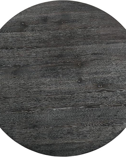 NicBex Dining Table Contemporary Kitchen Table Farmhouse Rustic Solid Wood Dining Table, Rustic Gray for Small Place Round Dining Table, Easy Assembly, Gray - LeafyLoom