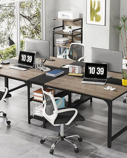 90.5 Inch Large Double Home Office Compuer Desk Two Person Study Table - LeafyLoom