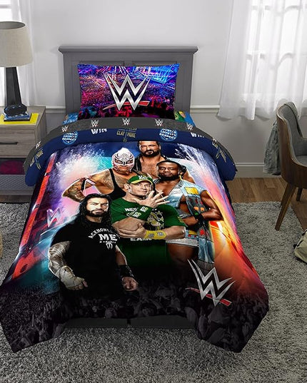 Franco Kids Bedding Super Soft Comforter and Sheet Set, 4 Piece Twin Size, WWE - LeafyLoom