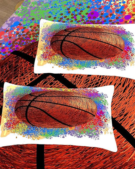 Tailor Shop Basketball Full Size Comforter Set,Basketball Bedding Set for Boys Kids Adults Teens,Sports Kids Basketball Comforter Sets Luxury Graffiti Hip Hop Set with 1 Comforter 2 Pillowcases - LeafyLoom