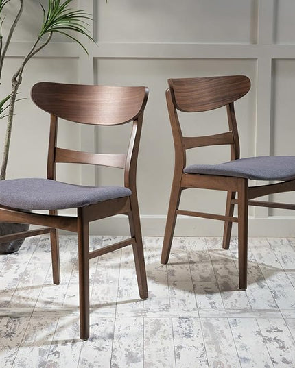 Christopher Knight Home Idalia Dining Chairs, 2-Pcs Set, Dark Grey / Walnut Finish - LeafyLoom