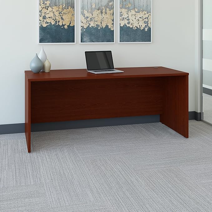 Bush Business Furniture Series C 72W Office Desk in Mahogany, Large Computer Table for Home and Professional Workplace - LeafyLoom