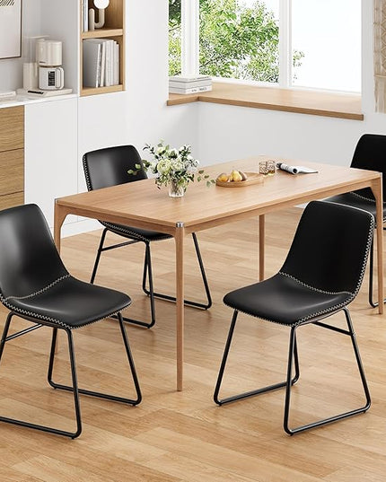 Dining Chairs Set of 4, Kitchen & Dining Room Chairs Dining Chairs Midcentury Modern Chair, Mid Century Faux Leather Dining Chair Comfortable,Dining Chair for Home - LeafyLoom