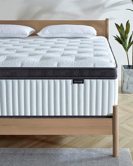 Full Mattress, 12 Inch Innerspring Hybrid Mattress in a Box with Gel Memory Foam, Individually Wrapped Encased Coil Pocket Spring Mattress, Pressure Relief, Medium Firm Support,54"*75"*12" - LeafyLoom