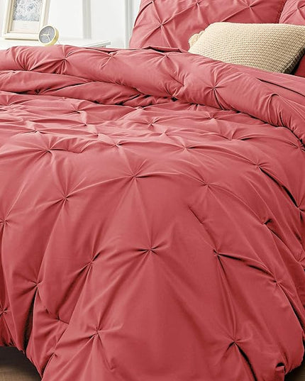Bedsure Full Size Comforter Sets - Bedding Sets Full 7 Pieces, Bed in a Bag Bed Sets with Comforter, Sheets, Pillowcases & Shams, Adult & Kids Bedding (Coral Red) - LeafyLoom