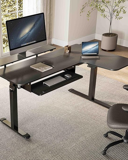 EUREKA ERGONOMIC Standing Desk (61"x43")- L Shaped Desk with Keyboard Tray Adjustable Height Sit Stand Computer Desk Corner Gaming Ergo Desk w Memory Presets, Monitor Stand, LED/USB/Dual Motor, Right - LeafyLoom
