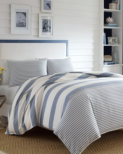 Nautica - Twin Comforter Set, Cotton Reversible Bedding with Matching Sham, Mediterranean Inspired Home Decor for All Seasons (Fairwater Blue, Twin) - LeafyLoom