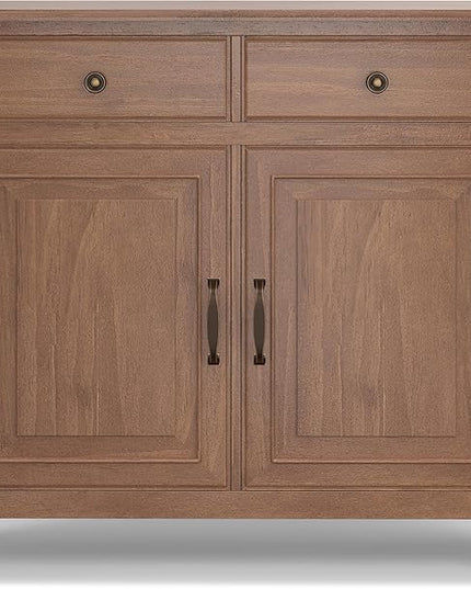 SIMPLIHOME Connaught Solid Wood 40 Inch Wide Traditional Entryway Storage Cabinet in Medium Saddle Brown, for The Living Room, Entryway and Family Room - LeafyLoom