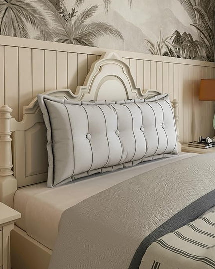 Johnear Headboard Pillow Large Reading Pillows for Sitting in Bed Adult Daybed Cushion Backrest Bolster Pillow Support Positioning Sofa Rest （White, 54 x 3 x 20 inches） - LeafyLoom