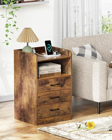 SUPERJARE File Cabinet with Charging Station - LeafyLoom