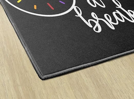 Flagship Carpets Take A Break Childrens Time Clock Classroom Entryway or Home Door Mat or Small Area Rug, 30" x 30", Black - LeafyLoom