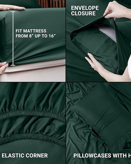 Utopia Bedding Twin Bed Sheets Set - 3 Piece Bedding - Brushed Microfiber - Shrinkage and Fade Resistant - Easy Care (Twin, Emerald) - LeafyLoom