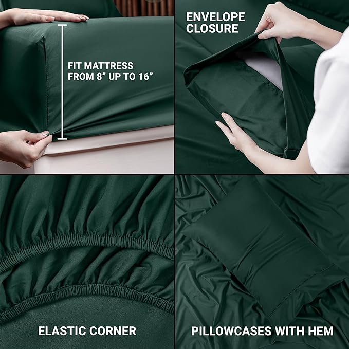 Utopia Bedding Twin Bed Sheets Set - 3 Piece Bedding - Brushed Microfiber - Shrinkage and Fade Resistant - Easy Care (Twin, Emerald) - LeafyLoom