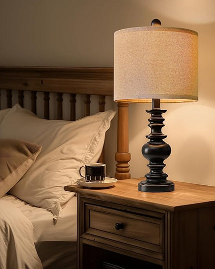 BOBOMOMO 20" Table Lamp Set of 2 for Bedroom Living Room Vintage Rustic Traditional Nightstand Bedside Lamps（suitable for decorating small areas） - LeafyLoom