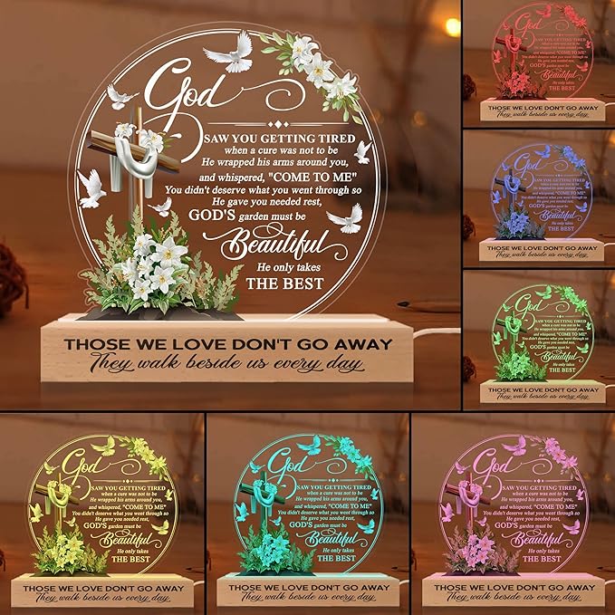 In Memory of Loved One Gifts for Mom, Mother, Father, Dad, Husband, Son, Loved One | Memorial Gifts for Loss | Sympathy Gifts for Loss of | Bereavement Gift Idea | Memory Night Light - LeafyLoom
