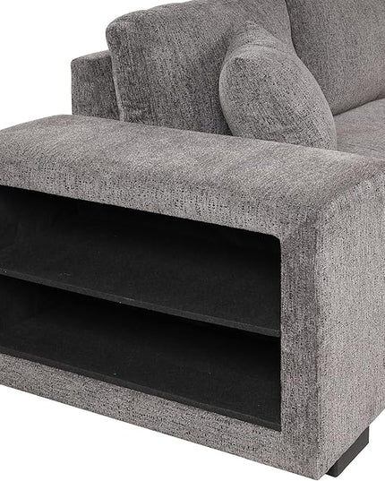 L Shaped Reversible Sleeper Sectional Sofa Pull Out Couch Bed with Storage Chaise Lounge and 2 Stools, Button Tufted Chenille Upholstered Convertible Pullout Sofabed for Living Room Office - LeafyLoom