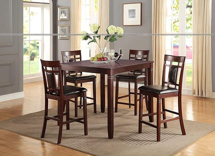NicBex Dining Room Table Set for 4 Bar Table and Chairs Set Modern Contemporary 5Pc Dining Set with Unique Eyelet Back and 4 Chairs Cushion Seats Dining Room Furniture, Brown - LeafyLoom