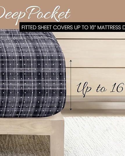 Linen Market 4 Piece Full Bedding Sheet Set (Navy Polka) - Sleep Better Than Ever with These Ultra-Soft & Cooling Bed Sheets for Your Full Size Bed - Deep Pocket Fits 16" Mattress - LeafyLoom