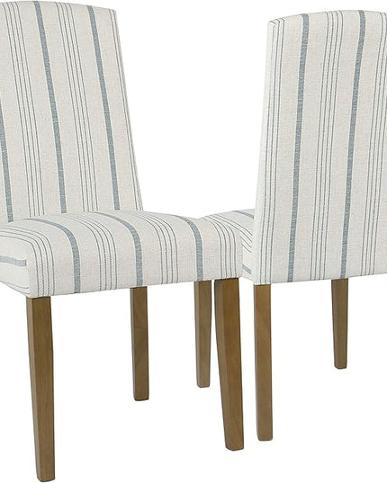 HomePop Classic Parsons Dining Chairs, Pack of 2, Blue Calypso Stripe - LeafyLoom