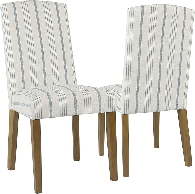 HomePop Classic Parsons Dining Chairs, Pack of 2, Blue Calypso Stripe - LeafyLoom