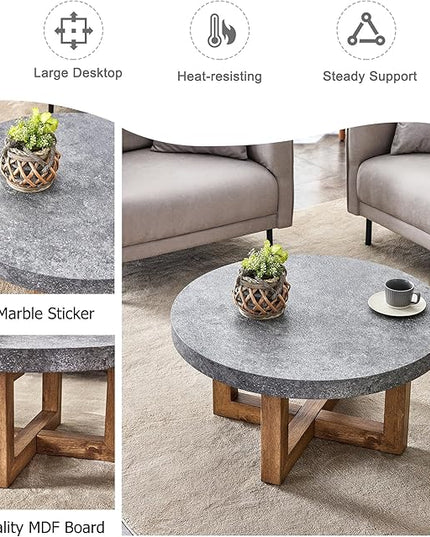 NicBex Dining Table Modern Round Retro Circular Coffee Table with A Diameter of 31.4 Inches, Made of MDF Material Suitable for Living Rooms Meeting Room Banquet Hall, Grey - LeafyLoom
