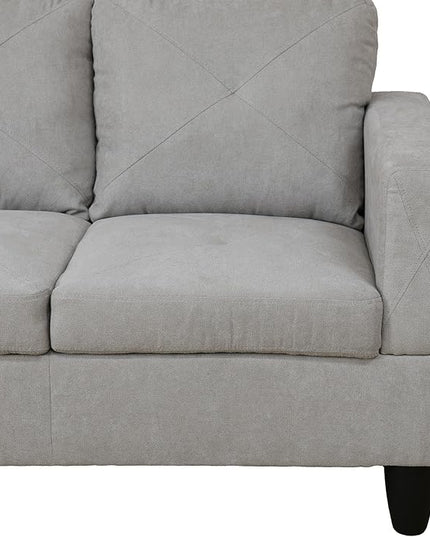 L-Shaped Sectional Couches with 66.5'' Chaise Lounge & Storage Ottoman Modular Room Sofas for Home Office Apartment, Large Living Furniture, 97'' Left Hand Facing, Grey White Flannelette - LeafyLoom