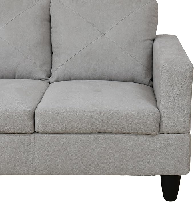 L-Shaped Sectional Couches with 66.5'' Chaise Lounge & Storage Ottoman Modular Room Sofas for Home Office Apartment, Large Living Furniture, 97'' Left Hand Facing, Grey White Flannelette - LeafyLoom