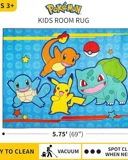 Franco Kids Room Non Slip Area Rug, 69 in x 52 in, Pokemon - LeafyLoom