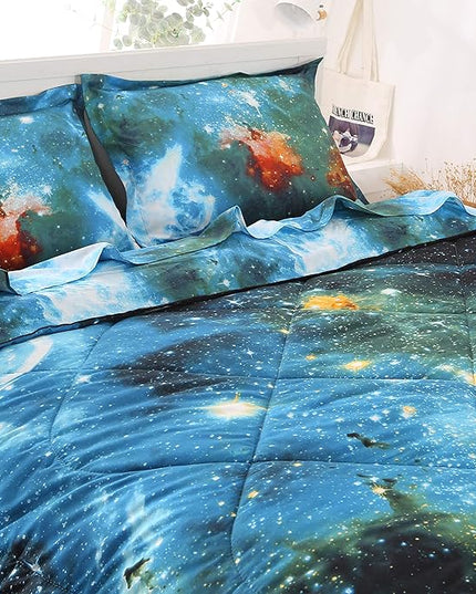 Wowelife 5-Piece Twin Comforter Set for Boys, Premium Galaxy Bedding Set, 3D Galaxy Girls Comforter Set, Comfortable and Soft Kids Bedding Set(Twin, Coloful Galaxy) - LeafyLoom