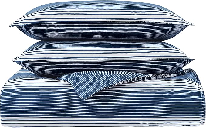 Nautica Comforter Set Reversible Bedding with Matching Sham, Stylish Home Decor, King, Craver Navy/White - LeafyLoom