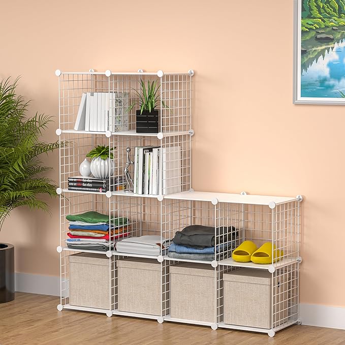 TUMUCUTE Closet Organizer,12-Cube Closet Organizers and Storage,Closet Cabinet Metal Shelf Rack Storage Shelves Bookshelf,Toy Organizers and Storage Bins - LeafyLoom