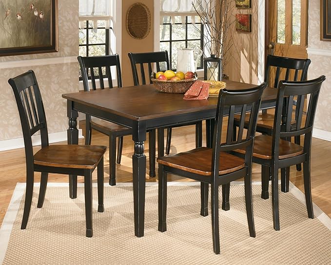 Signature Design by Ashley Owingsville Modern Farmhouse Dining Room Side Chair, Set of 2, Black and Brown - LeafyLoom