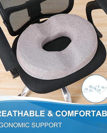 JEMA Donut Pillow, Tailbone Memory Foam Seat Cushion by Ergonomic Innovations for Sores, Coccyx, Sciatica, Pregnancy, Post Natal (Brown) - LeafyLoom