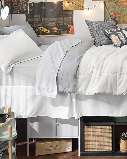 Bedsure White Twin XL Comforter Sets - 5 Pieces Reversible White Twin XL Bedding Sets with Comforters, Sheets, Pillowcase & Sham, Twin XL Bed Sets for College - LeafyLoom