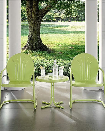 Crosley Furniture KO10004KL Griffith 3-Piece Retro Metal Outdoor Seating Set with 2 Chairs and Side Table, Key Lime - LeafyLoom