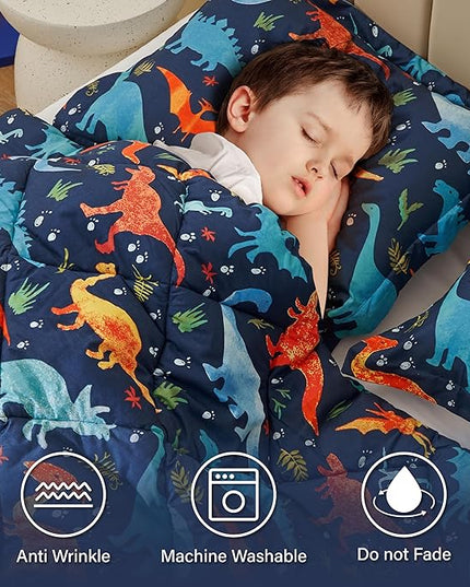 Twin Dinosaur Kids Bedding Set for Boys, 2 Pieces Twin Dinosaur Kids Comforter Sets for Boys, Super Soft Lightweight for All Seasons, Includes 1 Comforter (66"x86") and 1 Pillowcase(20"x26"+2") - LeafyLoom