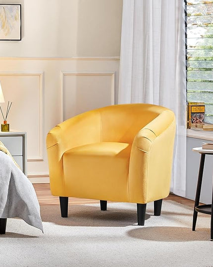 Yaheetech Yellow Chair, Accent Chair for Bedroom, Armchair for Living Room, Velvet Fabric Club Chair with Soft Padded Seat and Sturdy Legs for Bedroom Waiting Room, Yellow - LeafyLoom
